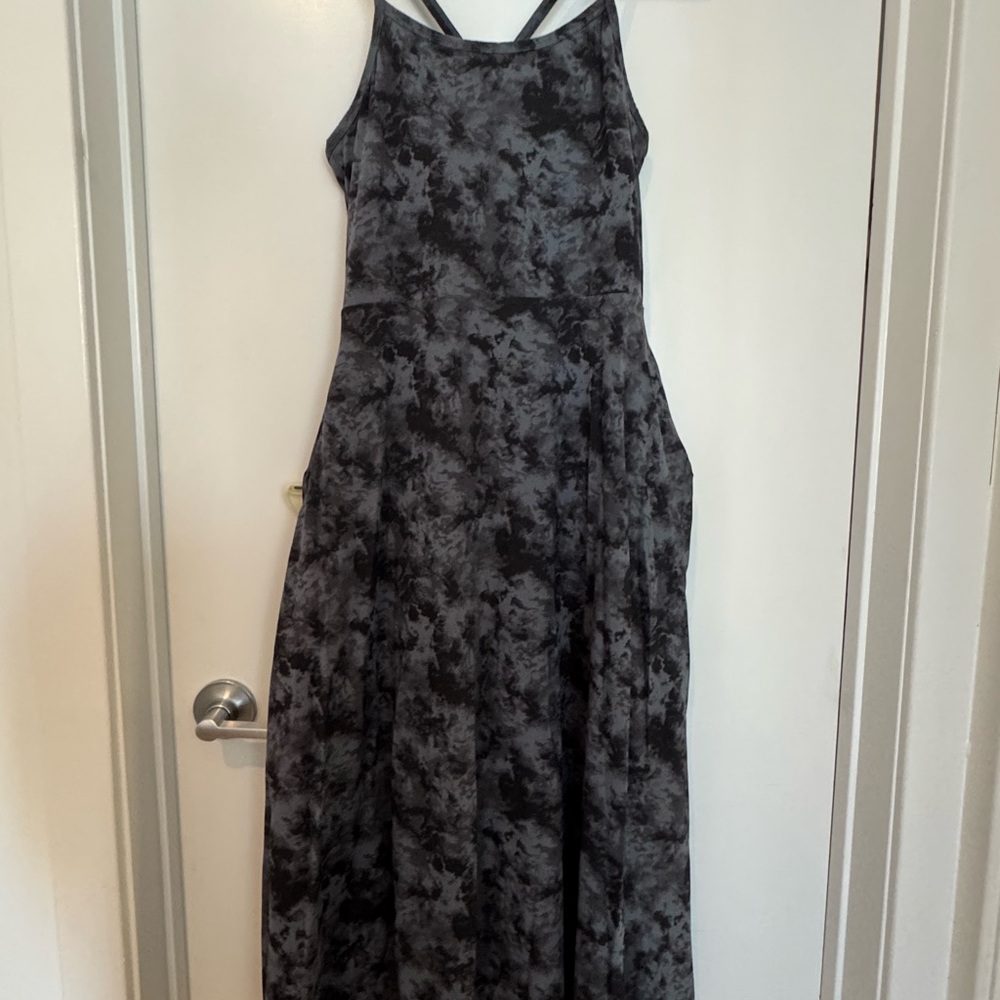 Pact Black and Gray Tie-Dye Midi Dress